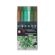 Sakura Koi Colouring Brush Pen, 6pc Set Nature